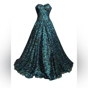 Vintage Tiffany blue sparkly formal gown, size 4